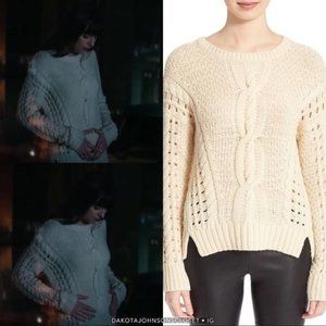 VINCE Wool Sweater Cable Knit Chunky Cream Women's L
